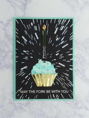 NEW PAPYRUS Star Wars “May the Fork Be With You” Birthday Card